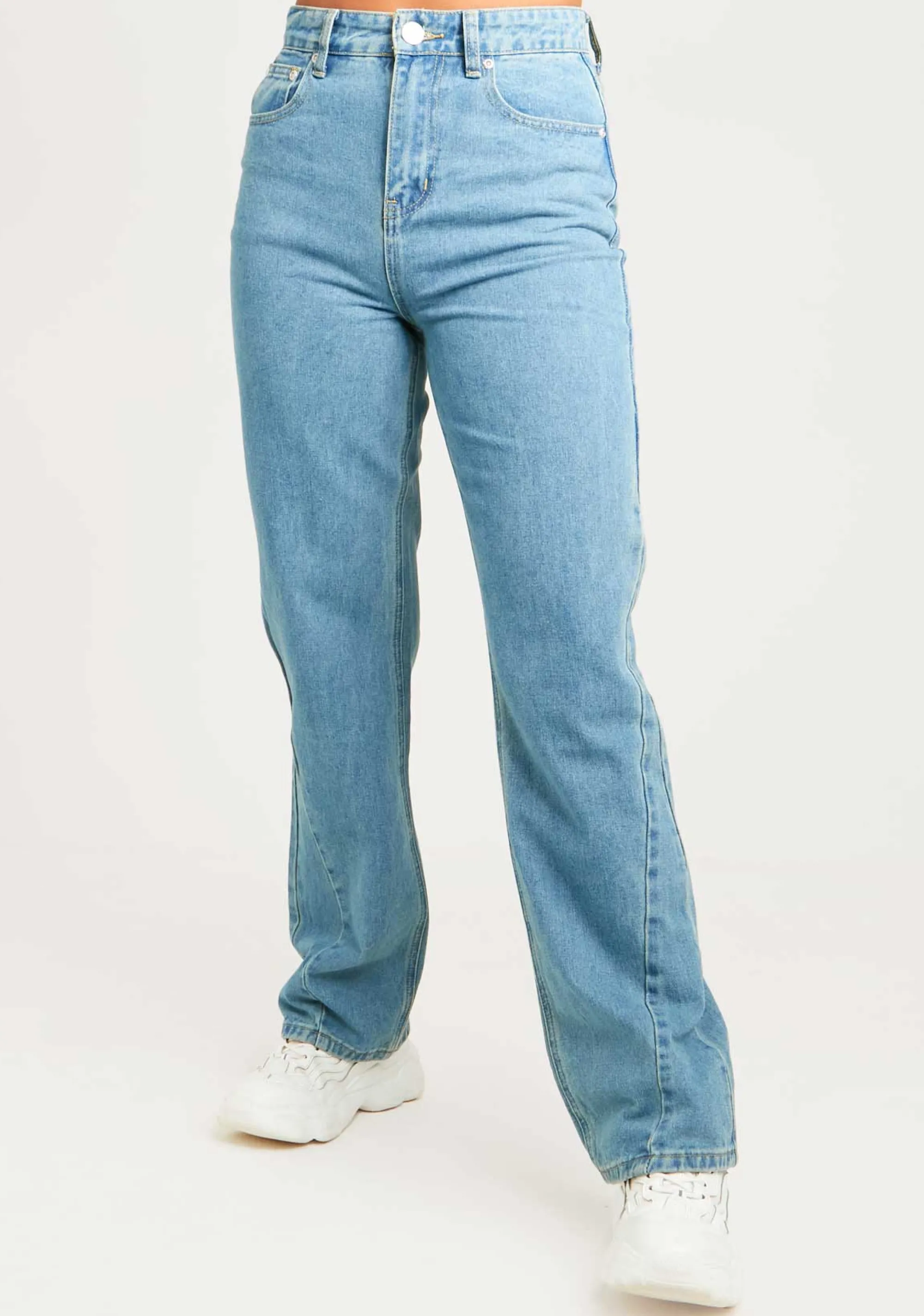 Missy Empire Naomi Vintage Wash Straight Leg Seam Detail Jeans Flash Sale