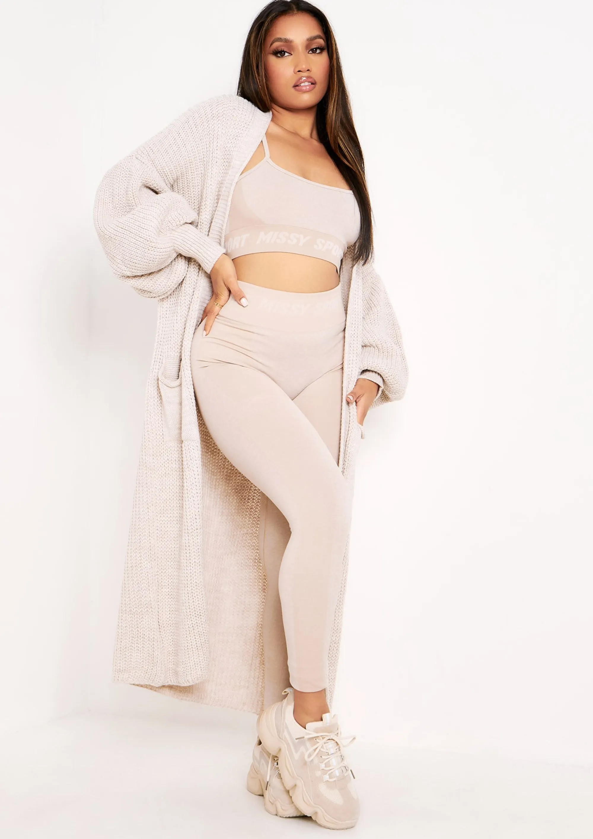 Missy Empire Nathalie Beige Balloon Sleeve Knitted Cardigan^Women Loungewear