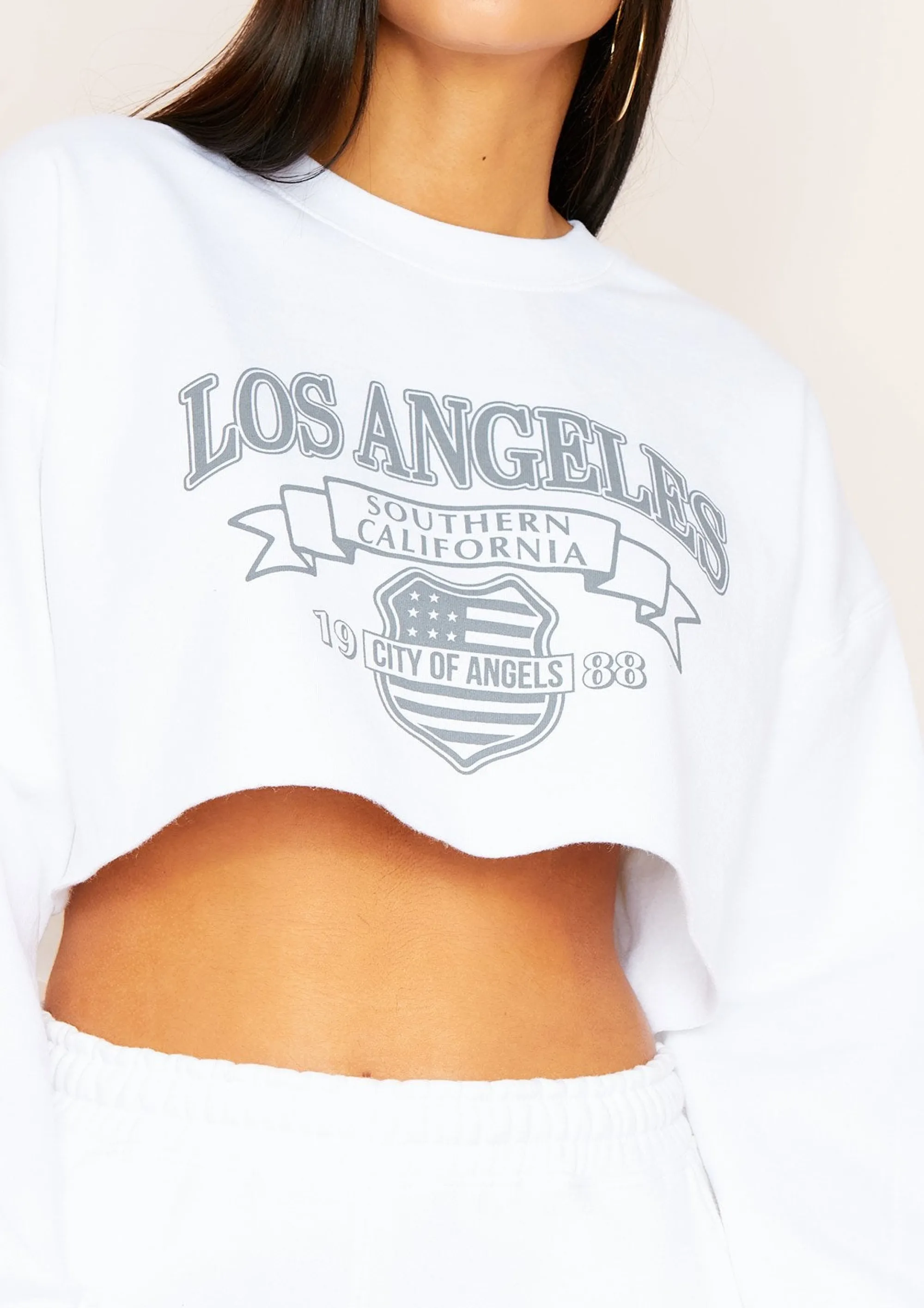 Missy Empire Rita White Los Angeles Slogan Graphic Oversized Sweatshirt^Women Loungewear