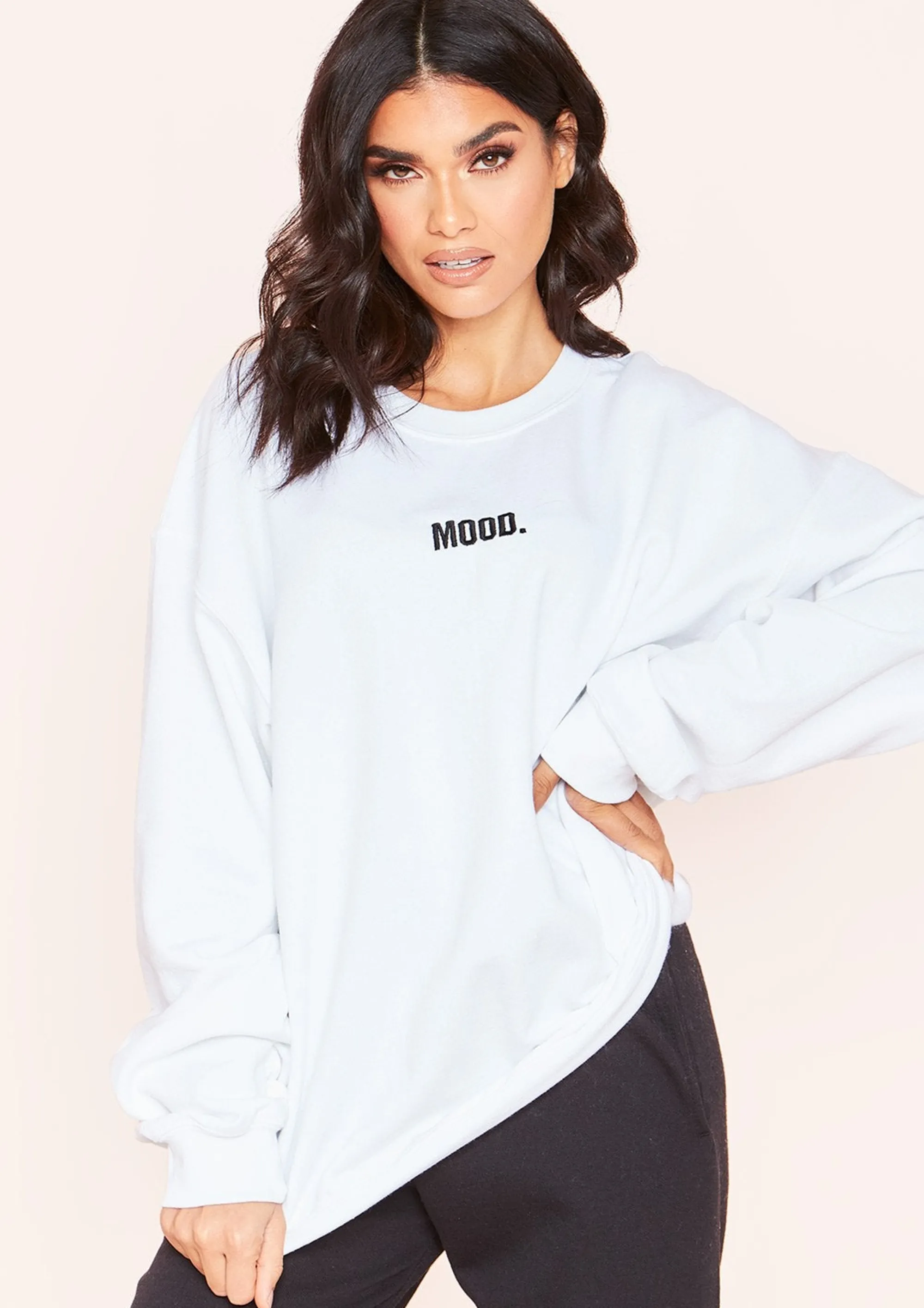 Missy Empire Scarlet White Mood Slogan Oversized Sweatshirt Store