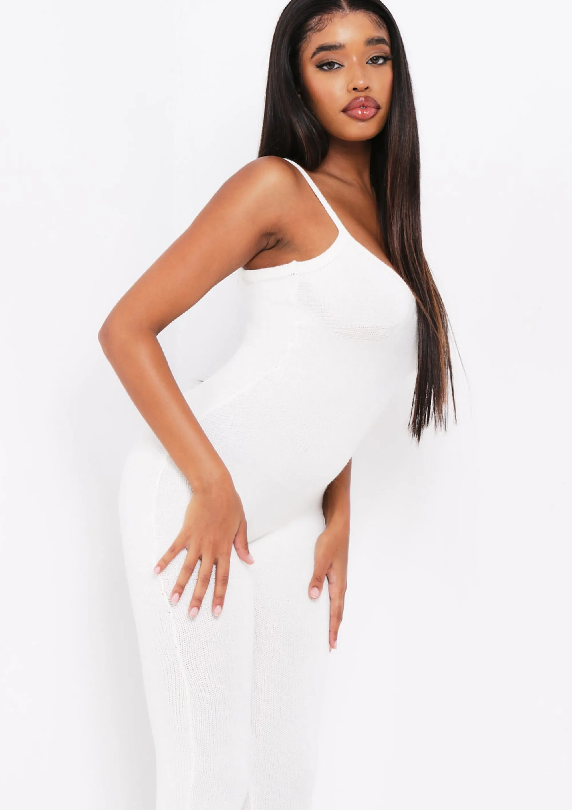 Missy Empire Serena Cream Knitted Strappy Jumpsuit^Women Jumpsuits & Playsuits