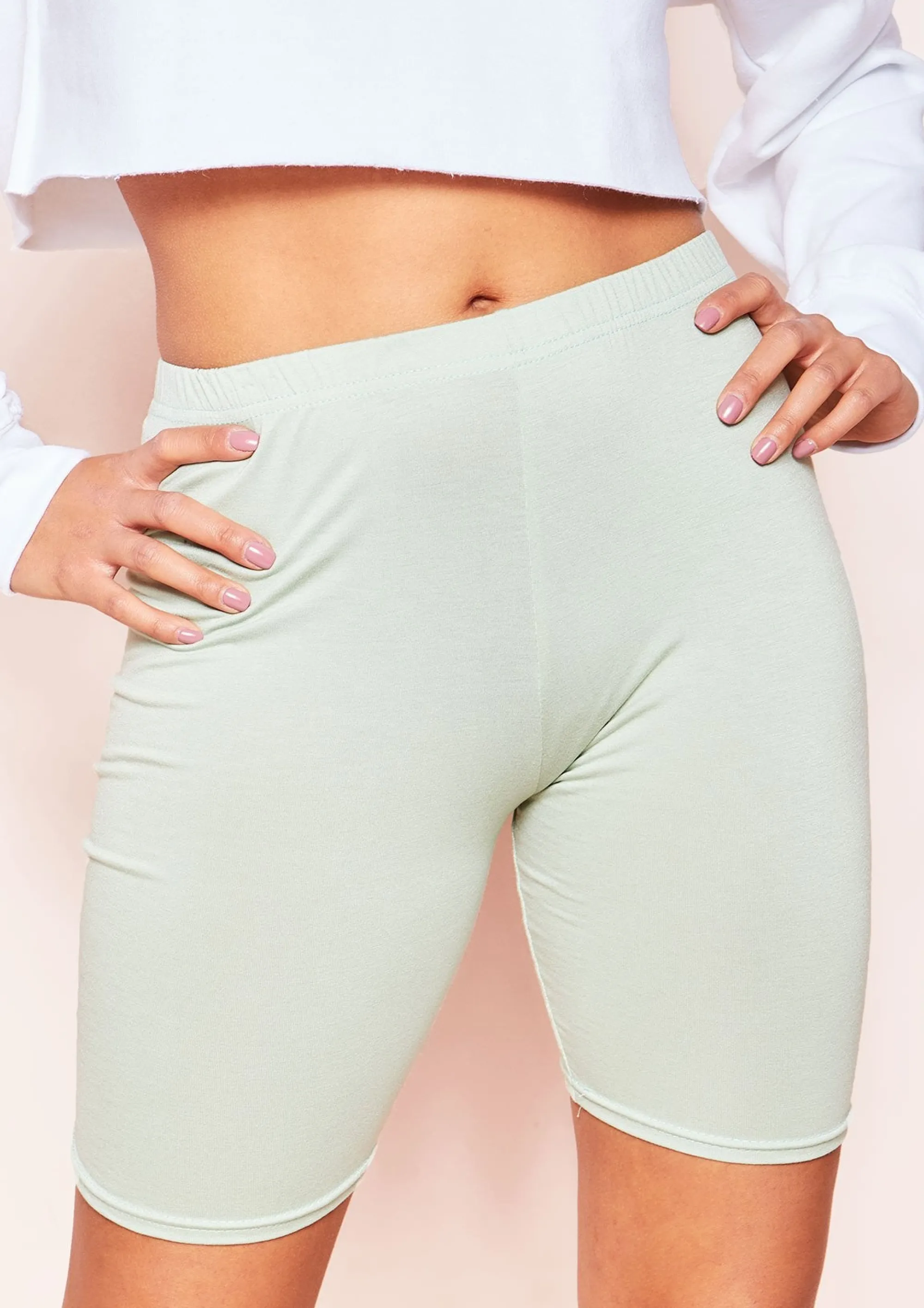 Missy Empire Tilly Sage High Waist Cycle Shorts^Women Shorts