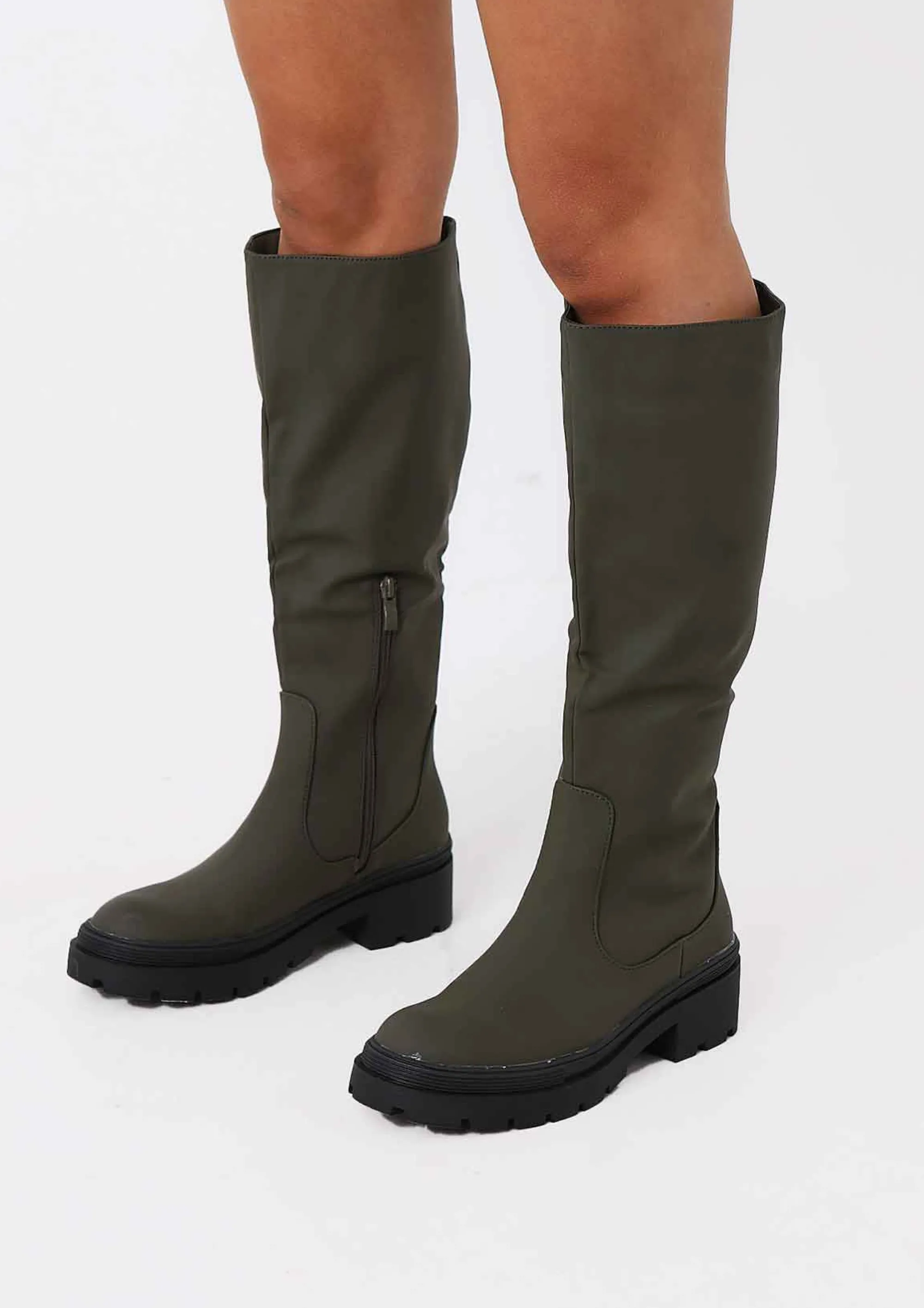 Missy Empire Zeke Khaki Wellie Boots^Women Boots